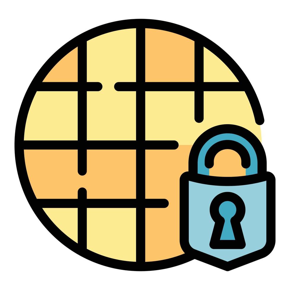 Network security icon color outline vector