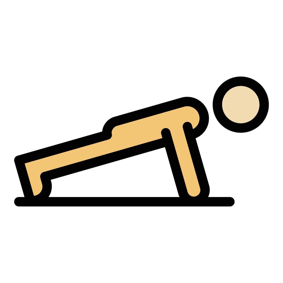 Workout senior push up icon color outline vector