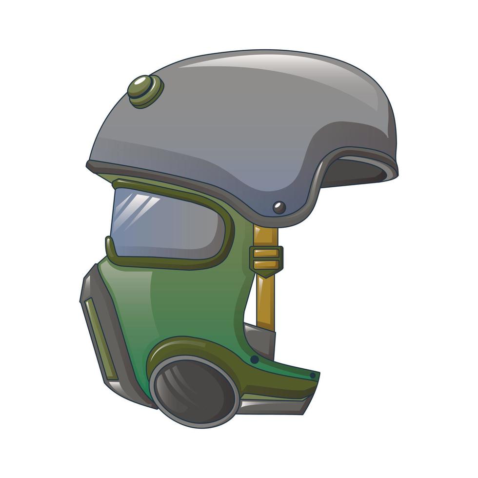 icono de máscara de gas de casco, estilo de dibujos animados vector