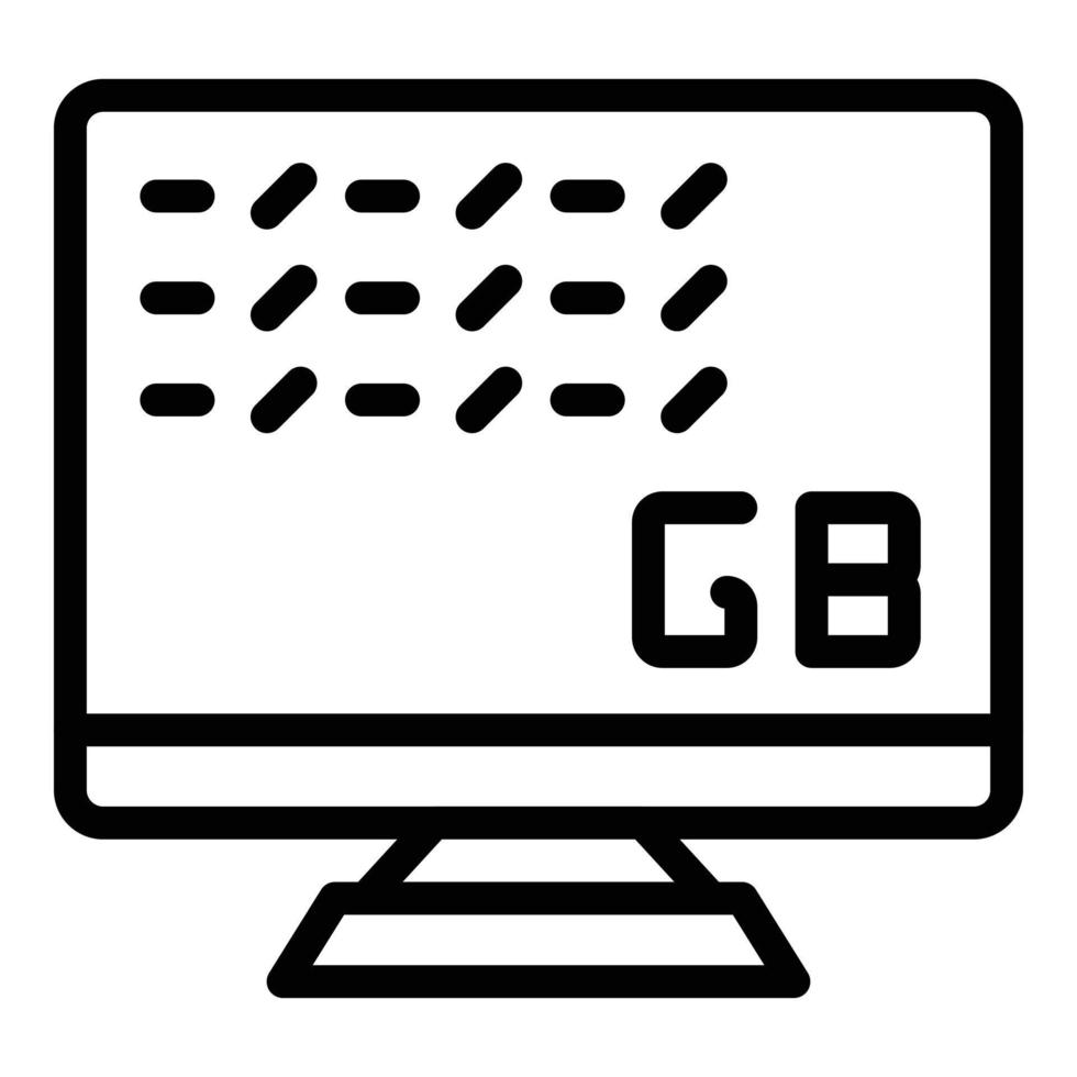 vector de contorno de icono de datos de gigabyte. memoria móvil