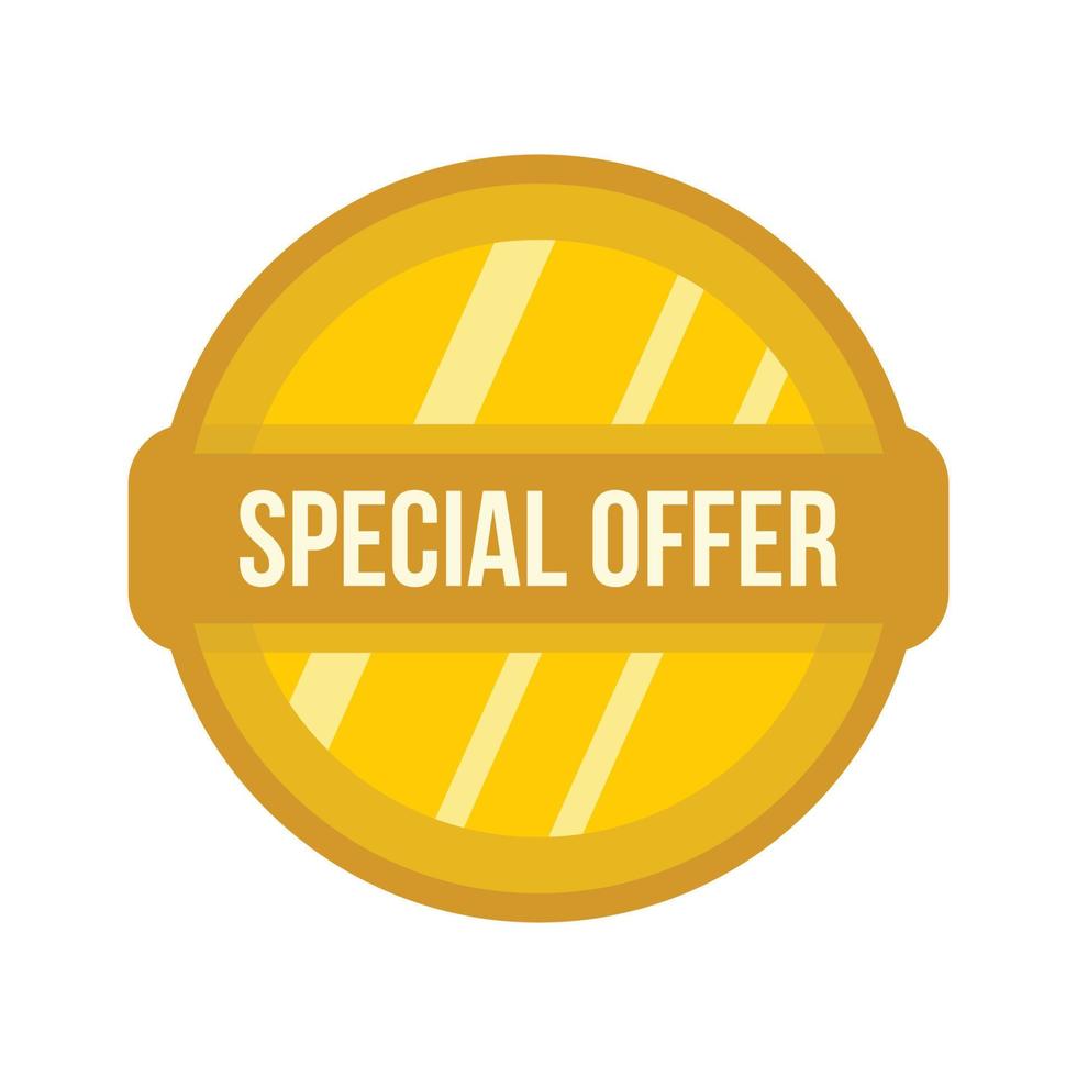 Special offer label icon, flat style vector