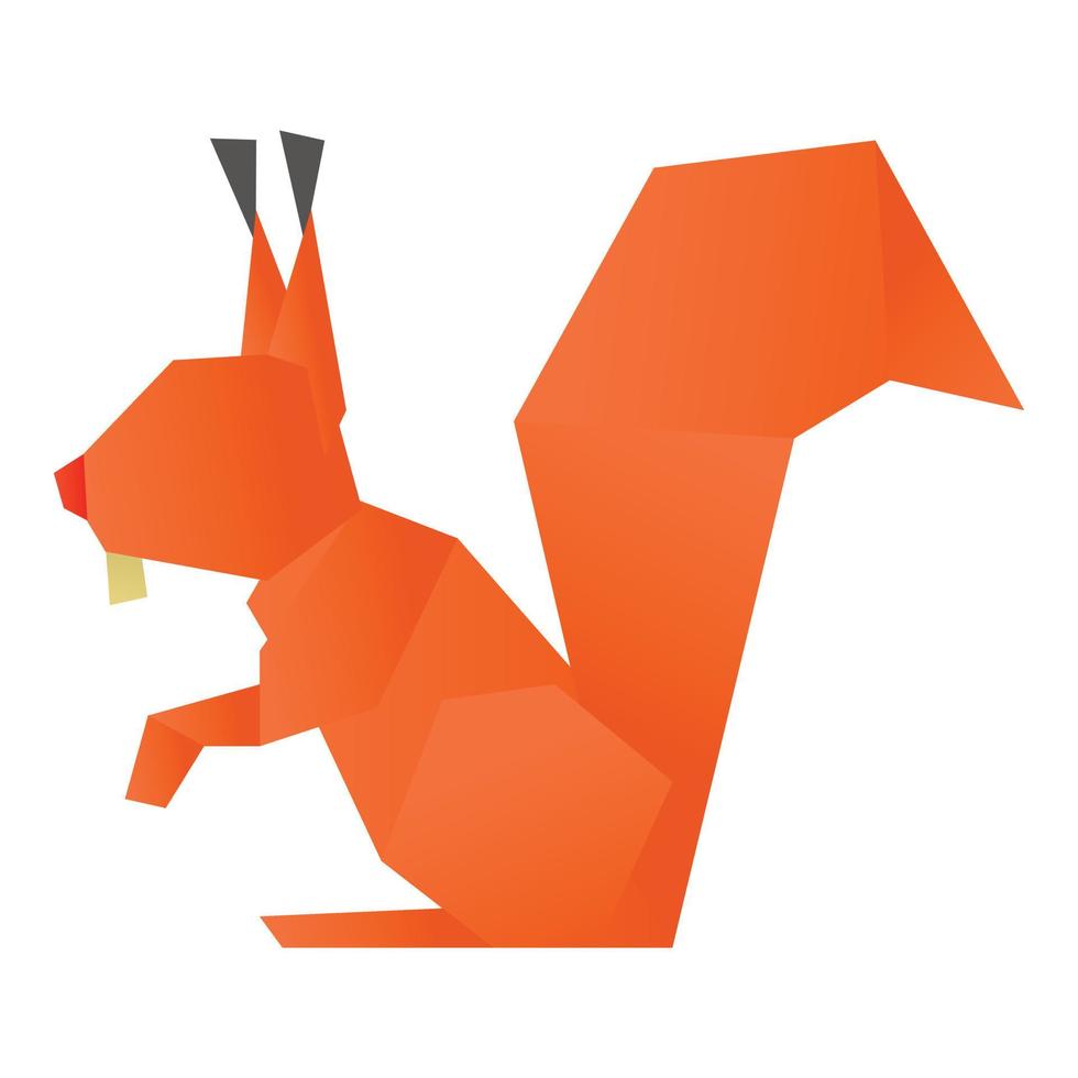 Origami squirrel icon, cartoon style vector