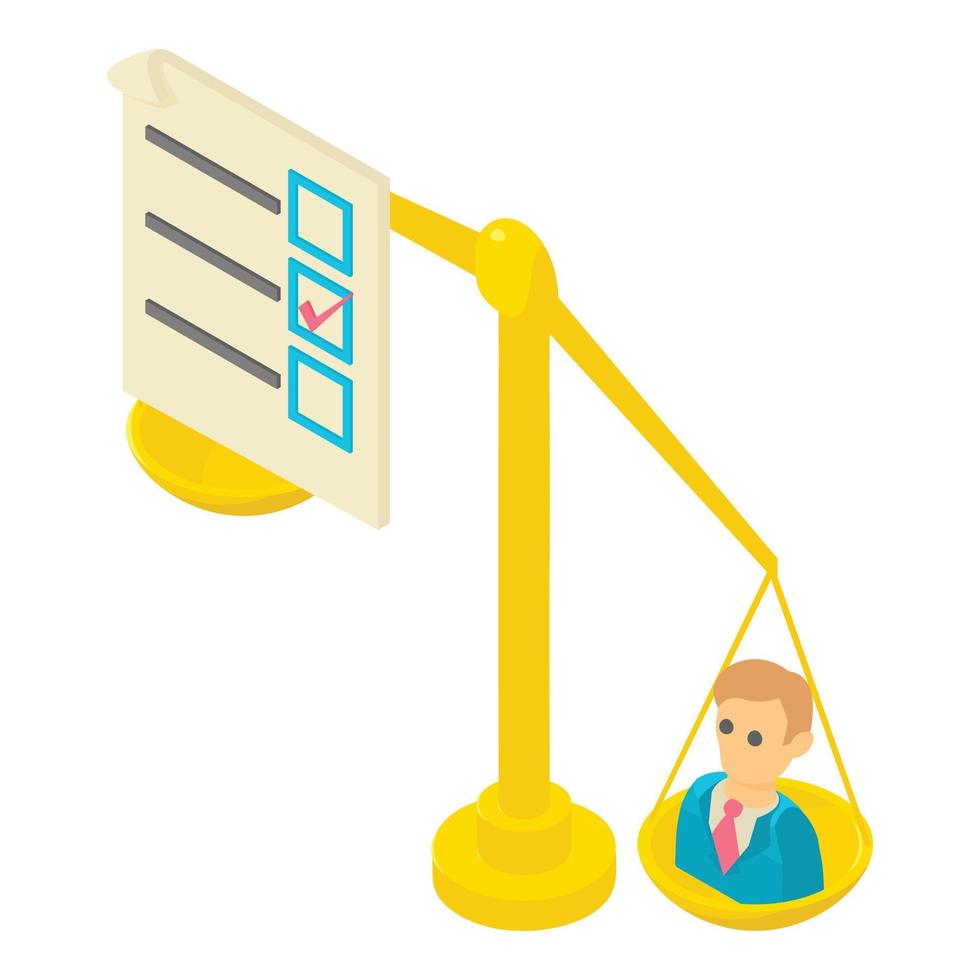 Vote concept icon isometric vector. Scales with candidate icon voting document vector