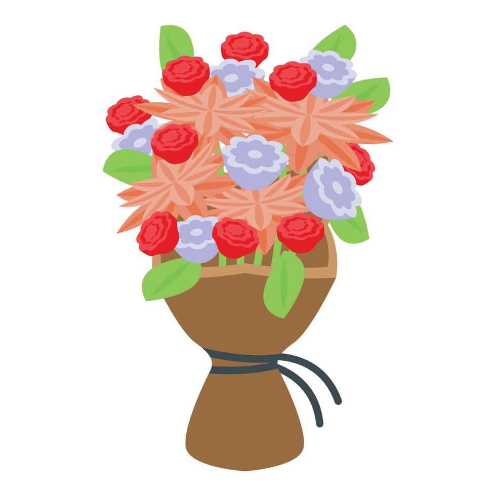 Paper flower bouquet icon isometric vector. Rose gift vector