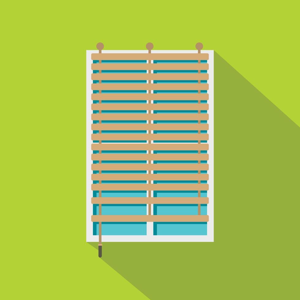 Window with wooden jalousie icon, flat style vector