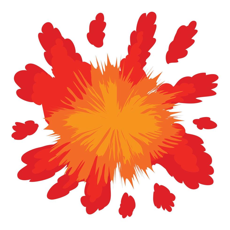 icono de explosión roja, estilo de dibujos animados vector