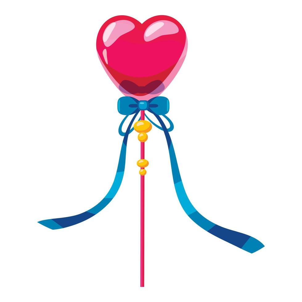 Heart wand icon, cartoon style vector