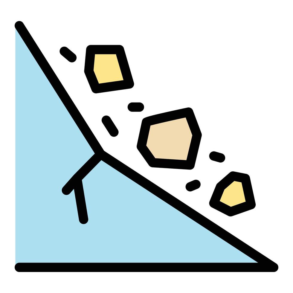 Rockfall icon color outline vector