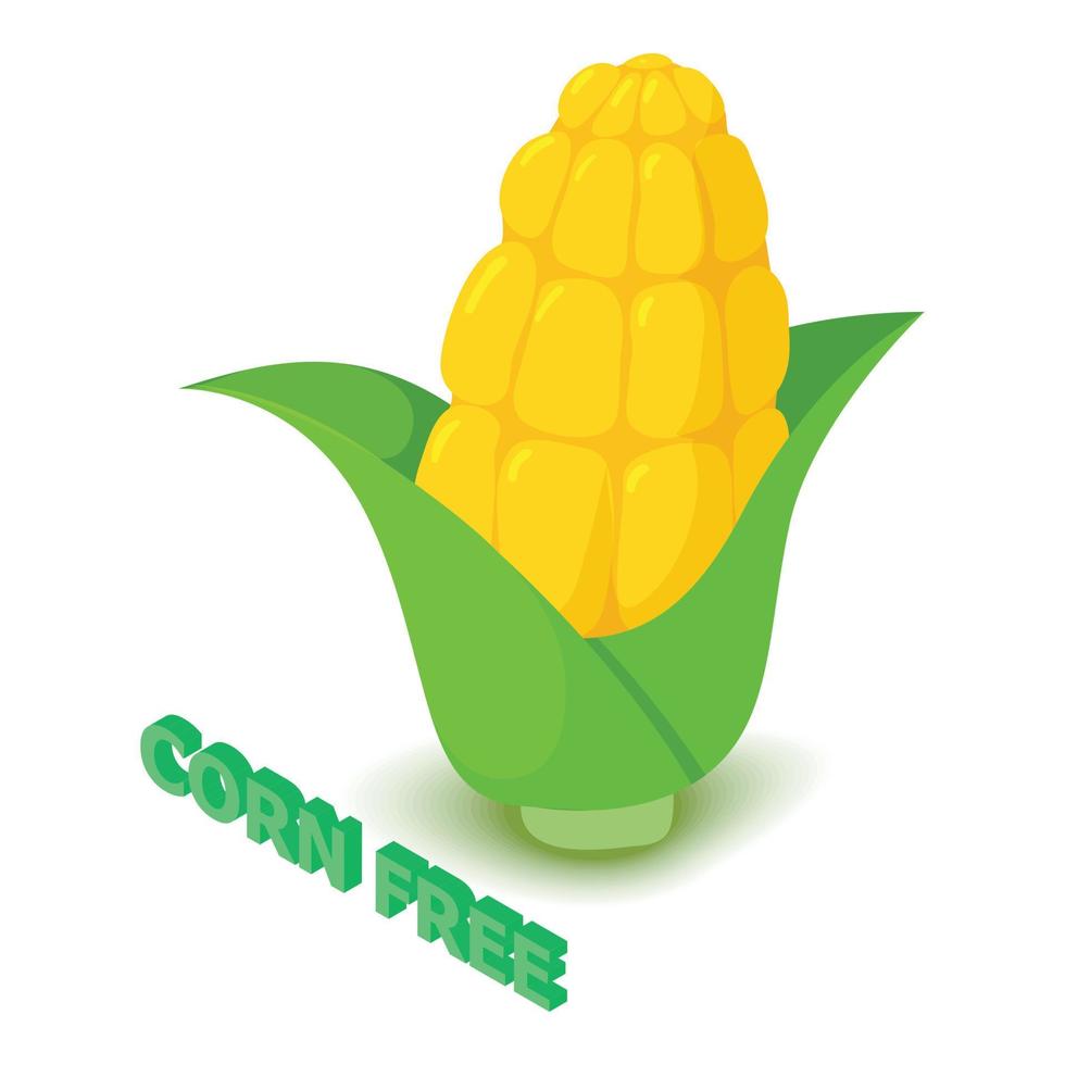 icono libre de alérgenos de maíz, estilo isométrico vector