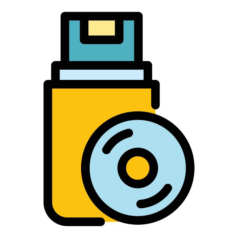 Audio data usb icon color outline vector