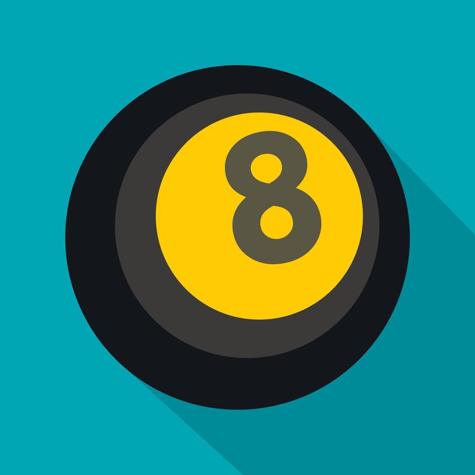Black snooker eight pool icon, flat style vector