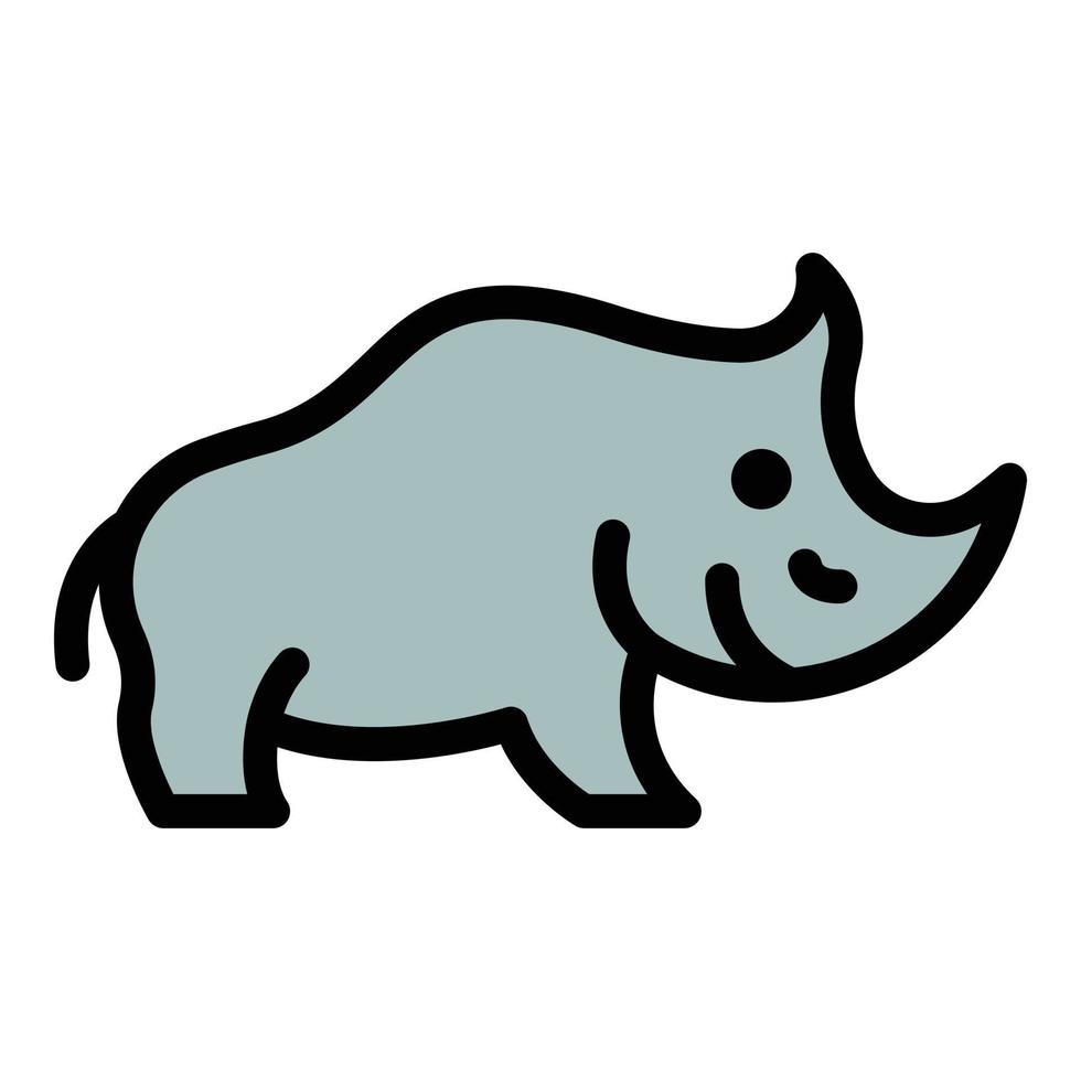 Big rhino icon color outline vector