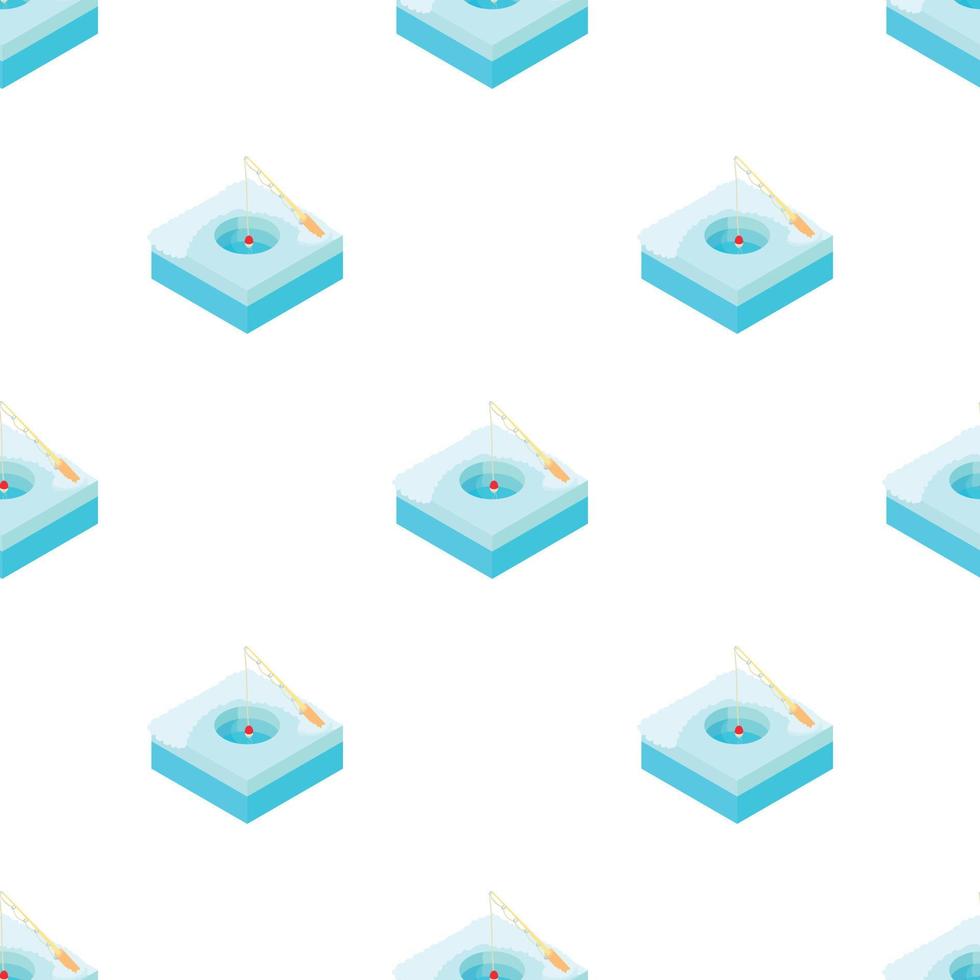 Winter ice fishing pattern seamless vector