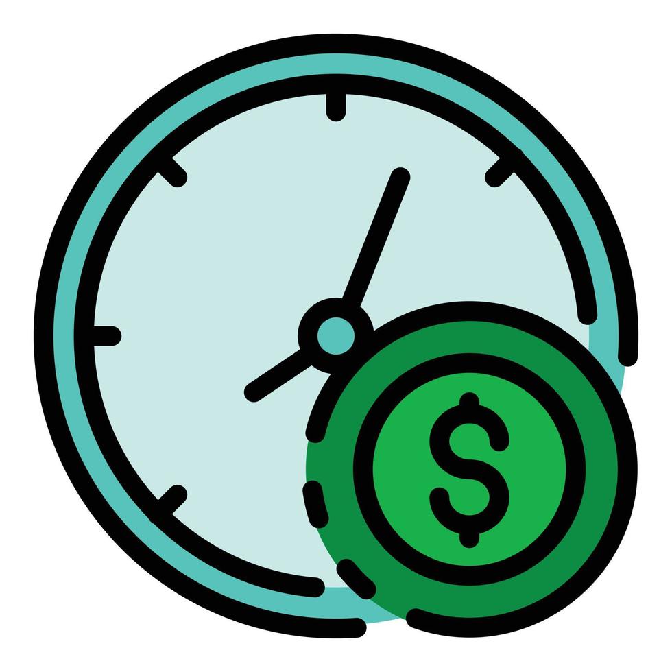 Time clock broker icon color outline vector