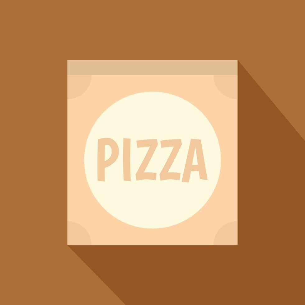 caja de cartón con icono de pizza, estilo plano vector