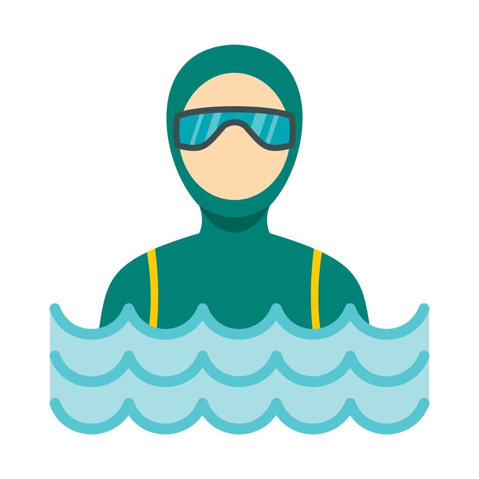 buzo, hombre, en, traje de buceo, icono, plano, estilo vector