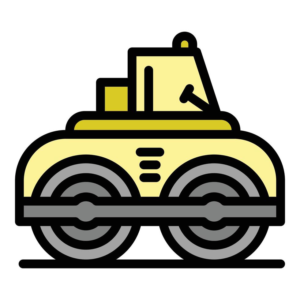 Asphalt road roller icon color outline vector