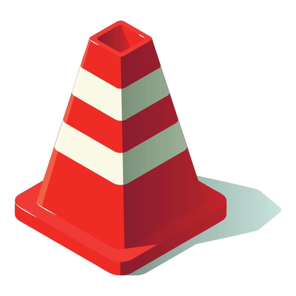 Construction cone icon, isometric style vector