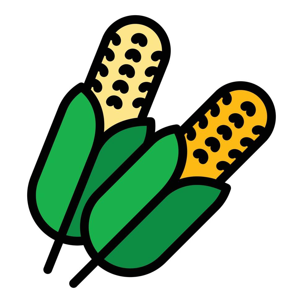 vector de contorno de color de icono de maíz de granja