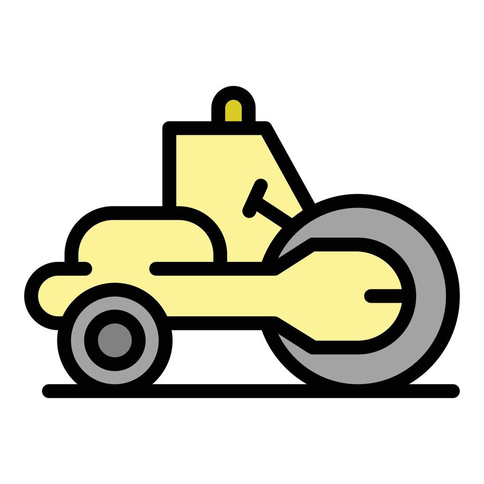 Construction road roller icon color outline vector