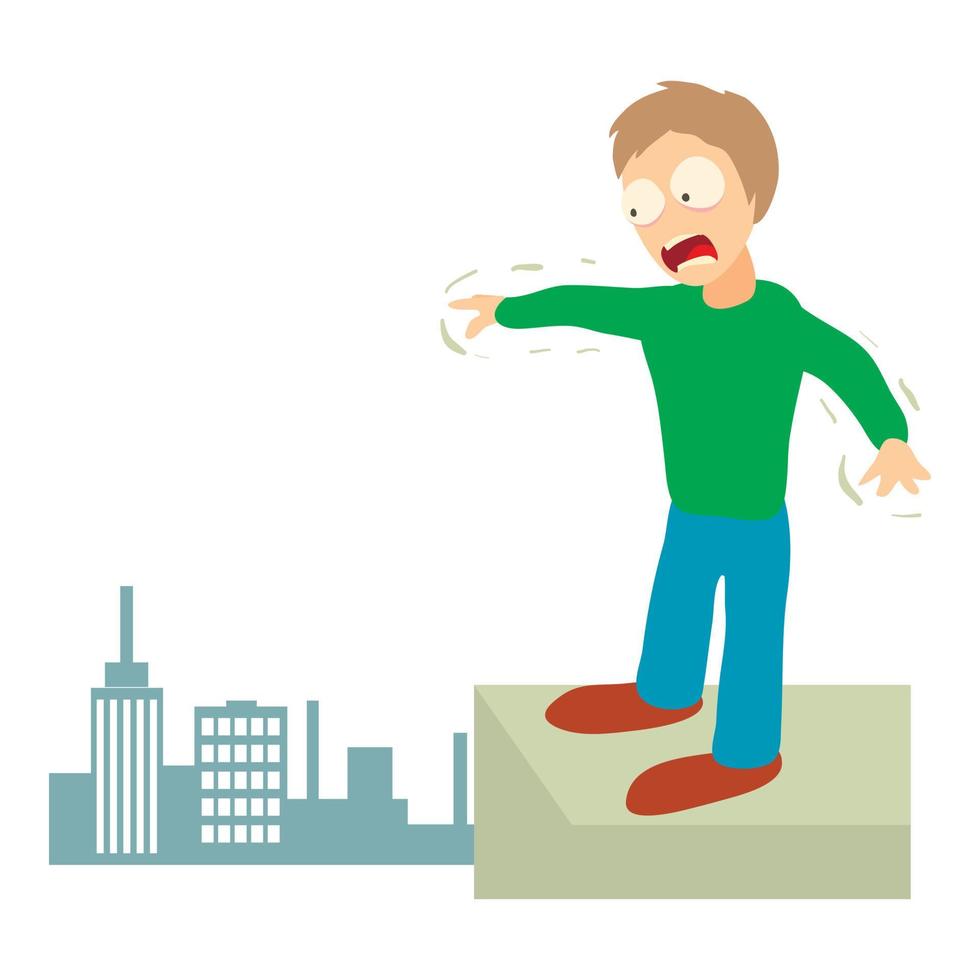 Acrophobia concept, cartoon illustration vector