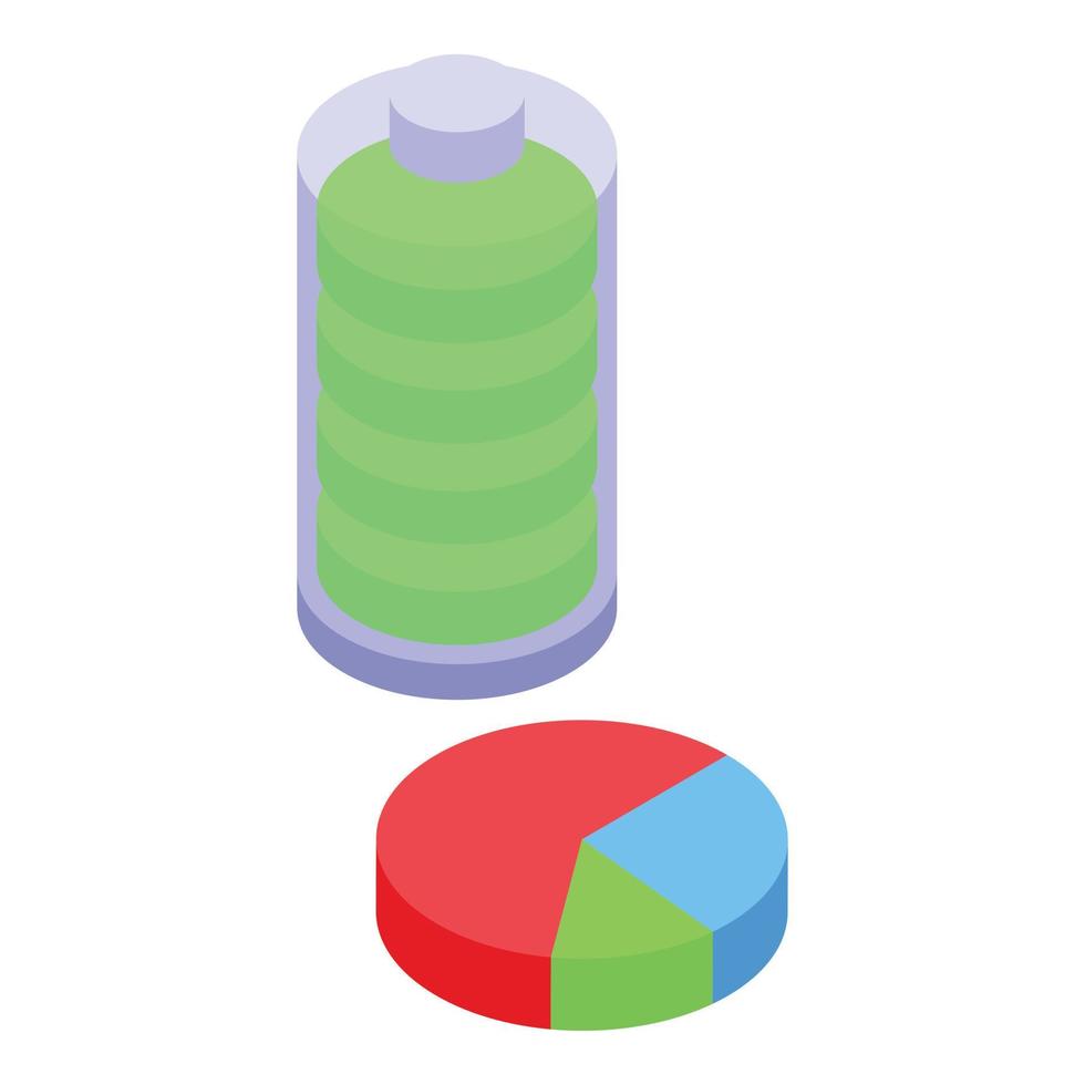 Pie chart battery icon isometric vector. Graph percent vector