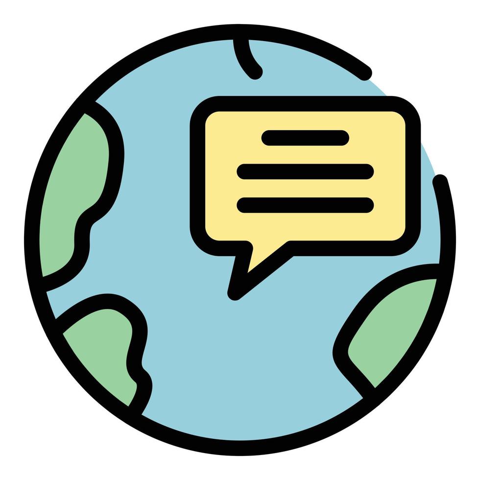 Global chat innovation icon color outline vector