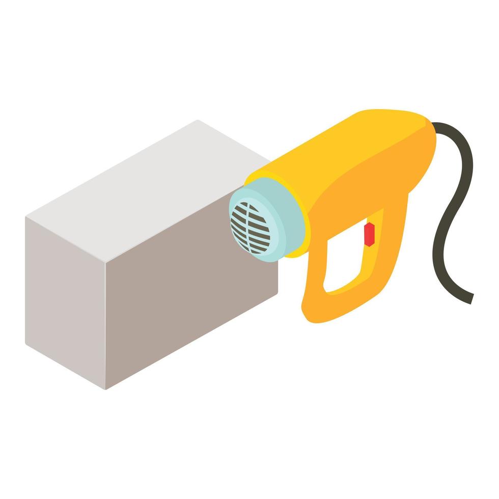 Repair tool icon isometric vector. Wired electric dryer and cement block icon vector