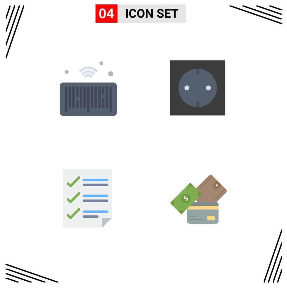 Group of 4 Modern Flat Icons Set for barcode data things modern page Editable Vector Design Elements