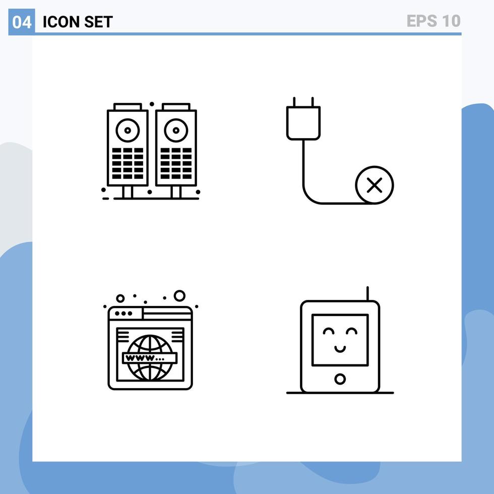 Group of 4 Filledline Flat Colors Signs and Symbols for music search computers disconnected wide Editable Vector Design Elements