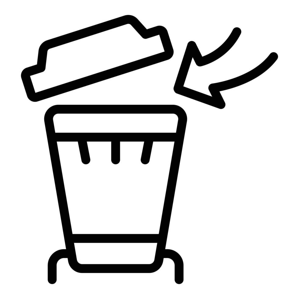 Trash bin icon outline vector. Waste bag vector