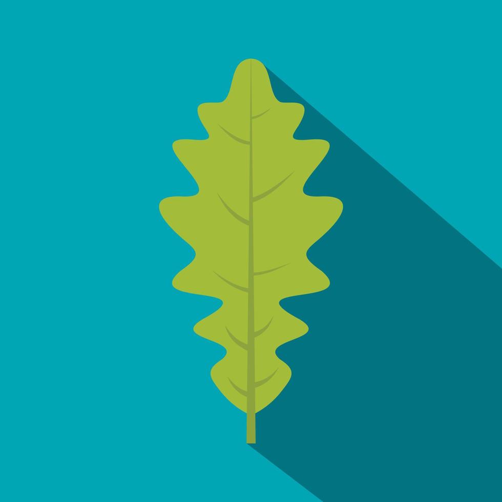 Green oak leaf icon, flat style vector