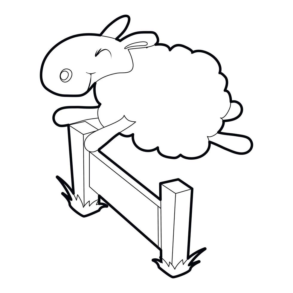 Sheep jumping over barrier icon, outline style vector
