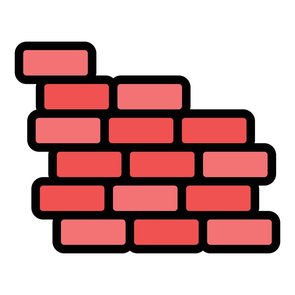 vector de contorno de color de icono de pared de ladrillo de reconstrucción