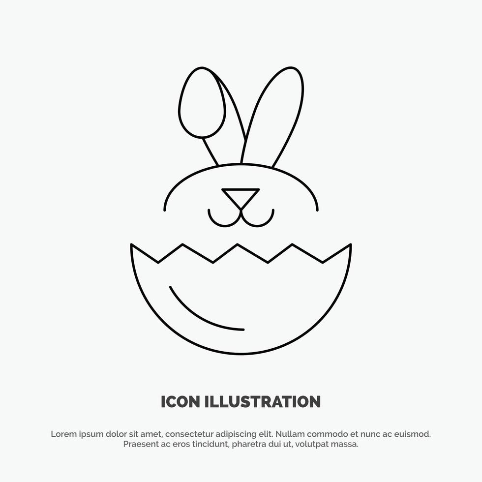 Egg Rabbit Easter Line Icon Vector