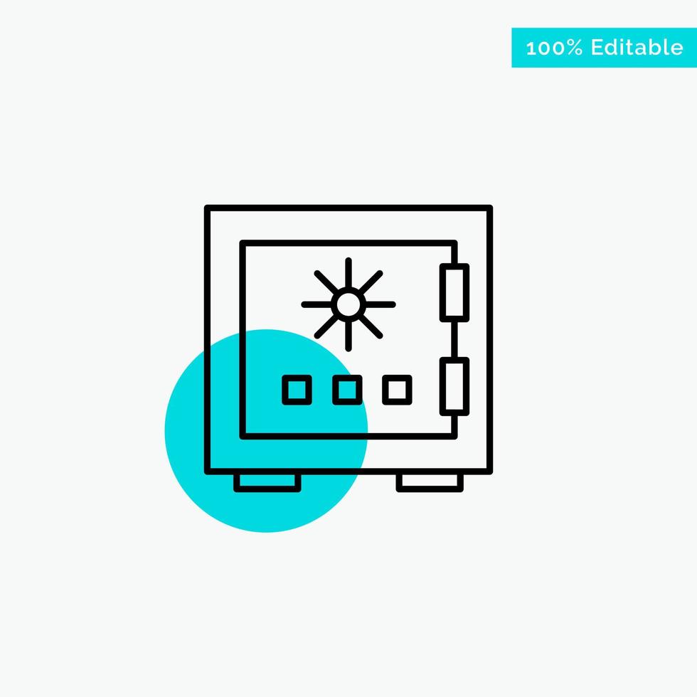 Lock Box Deposit Protection Safe Safety Security turquoise highlight circle point Vector icon