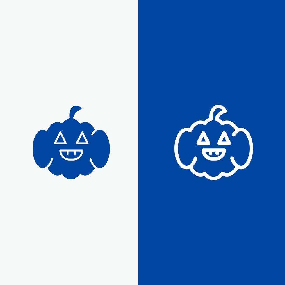 Pumpkin American Usa Line and Glyph Solid icon Blue banner Line and Glyph Solid icon Blue banner vector