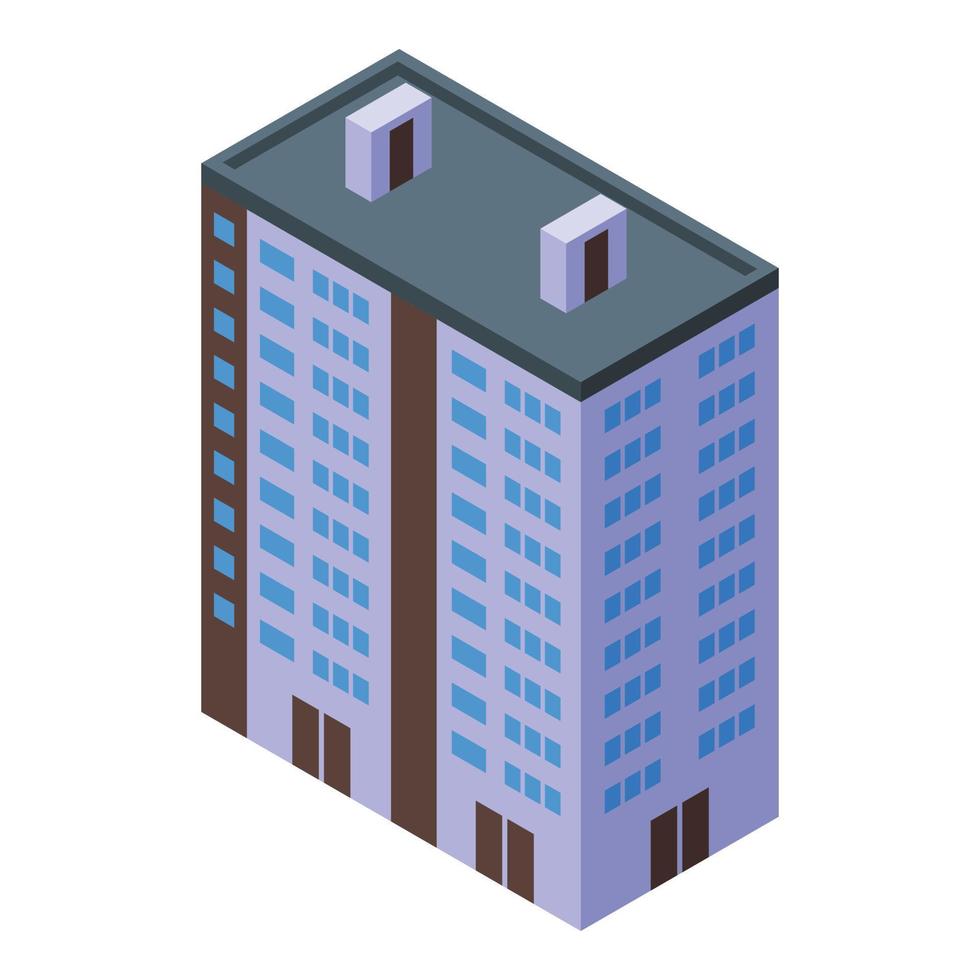 vector isométrico de icono de edificio de varios pisos exterior. oficina de la ciudad