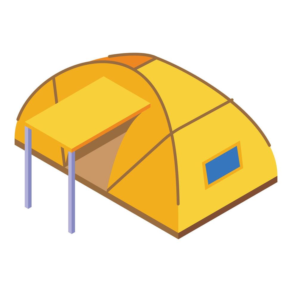 vector isométrico del icono del equipo de la tienda. campamento turístico