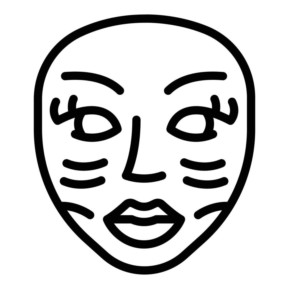 vector de contorno de icono de masaje facial crema. piel de la cara