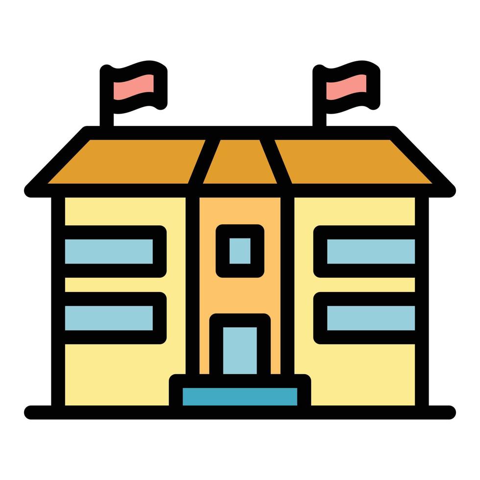 School building icon color outline vector