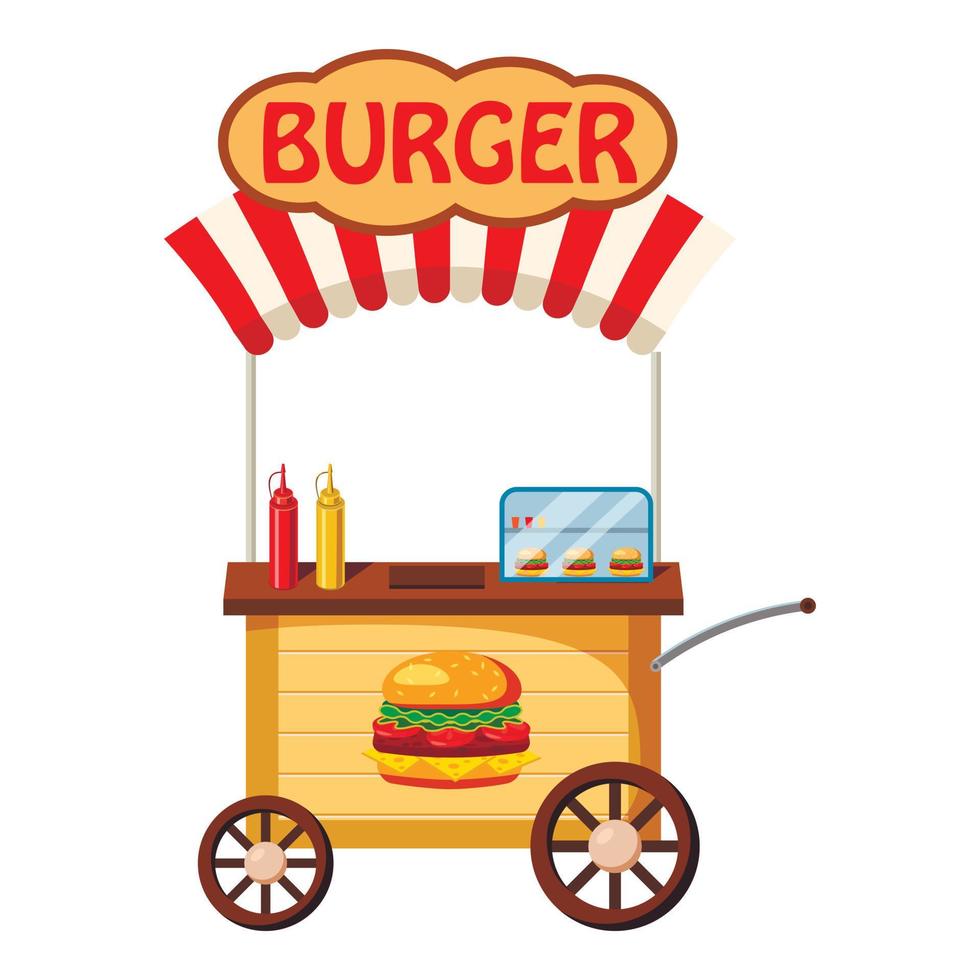 Burger mobile snack icon, cartoon style vector