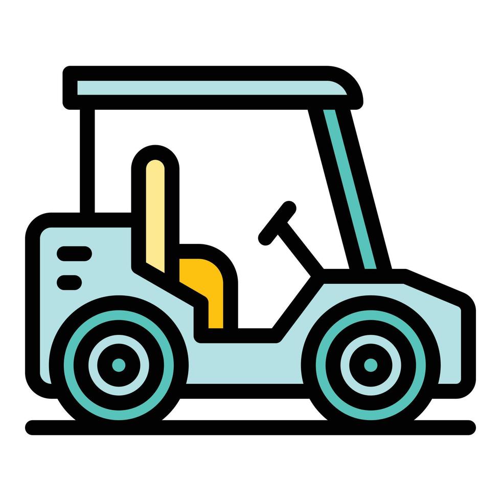 vector de contorno de color de icono de carrito de golf