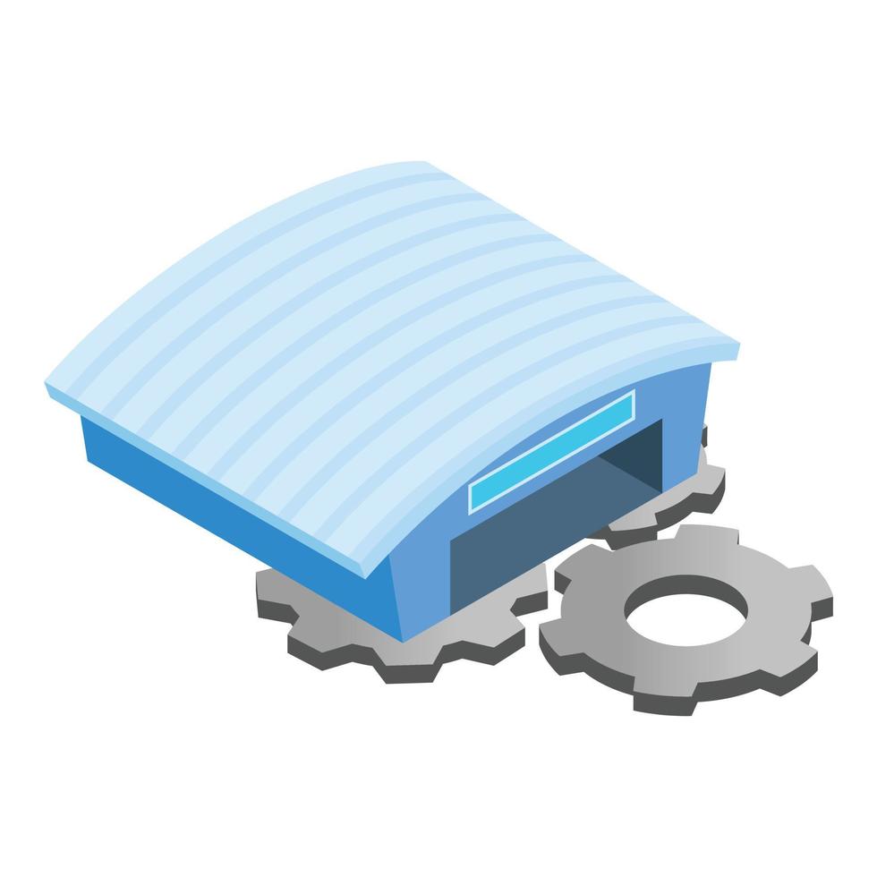 Maintenance concept icon isometric vector. Gear and hangar building icon vector