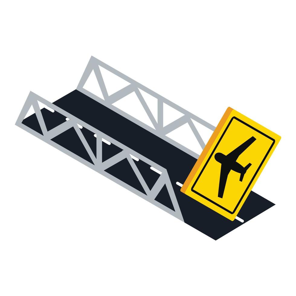 Airport roadsign icon isometric vector. Road bridge and warning road sign vector