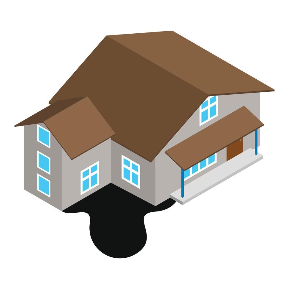 Environmental pollution icon isometric vector. Black oil slick under building vector