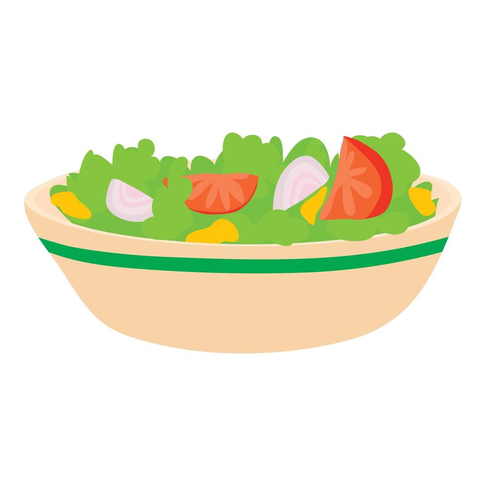 icono de ensalada, estilo de dibujos animados vector