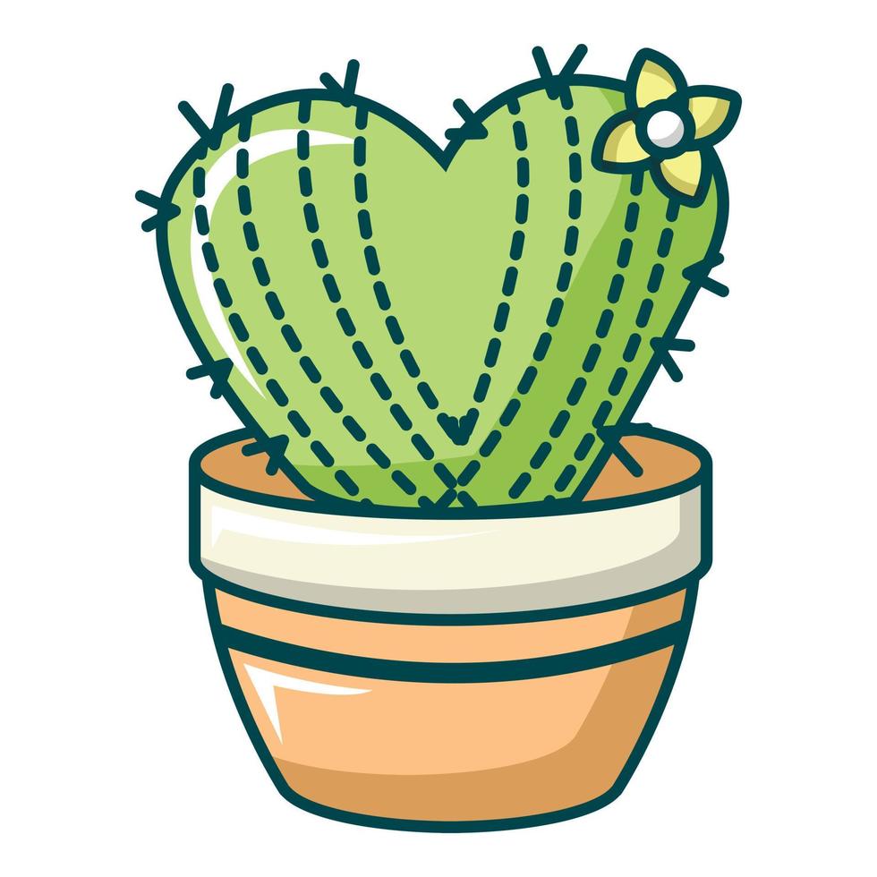 Heart cactus icon, cartoon style vector