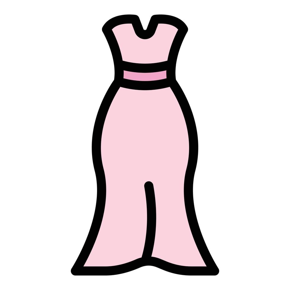 Wedding dress clothing icon color outline vector