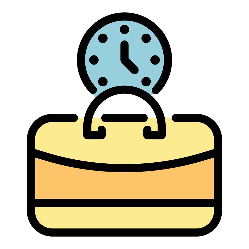 Clock and sport bag icon color outline vector